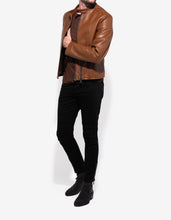 Load image into Gallery viewer, Brown Grain Leather Blouson -
