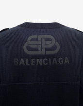 Load image into Gallery viewer, Navy Blue Logo Panelled Sweater -
