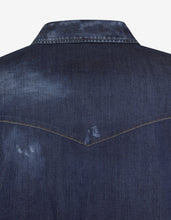 Load image into Gallery viewer, Distressed Denim Shirt with Badges
