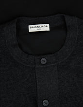 Load image into Gallery viewer, Grey Contrast Panel Knitted Henley Top -
