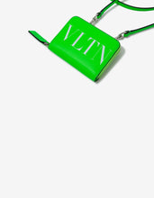 Load image into Gallery viewer, Neon Green VLTN Wallet with Neck Strap -
