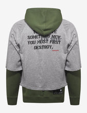 Load image into Gallery viewer, Grey &amp; Green Dual Layer Hoodie
